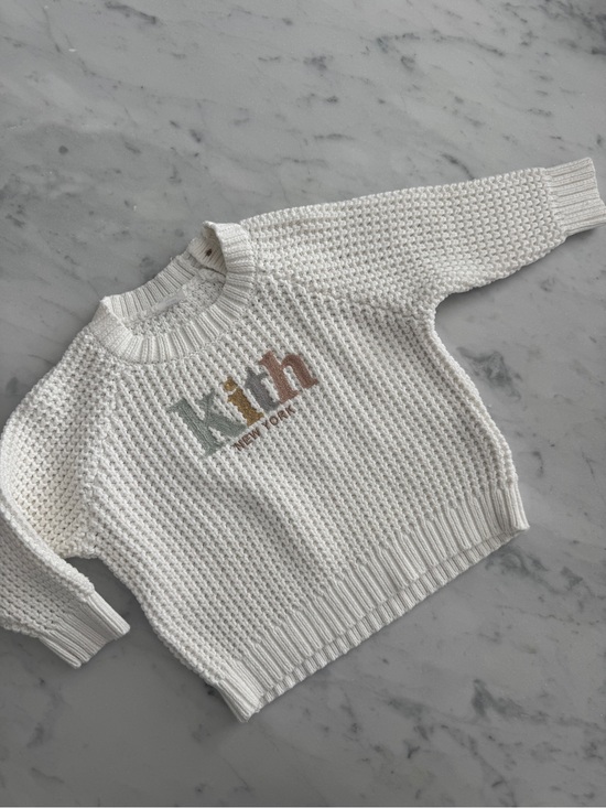 Kith Other - Kith Kids White Raglan Crewneck Logo Knit Sweater